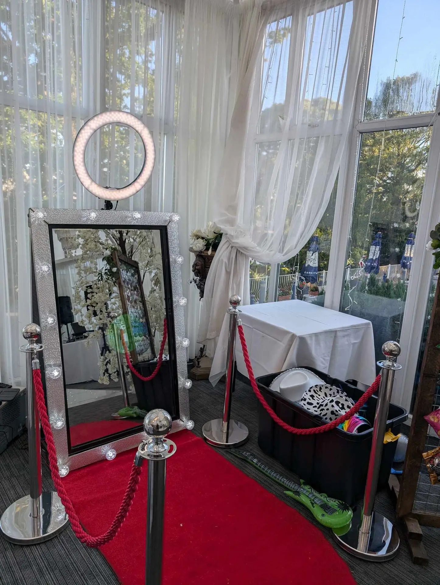 magic mirror and red carpet set up